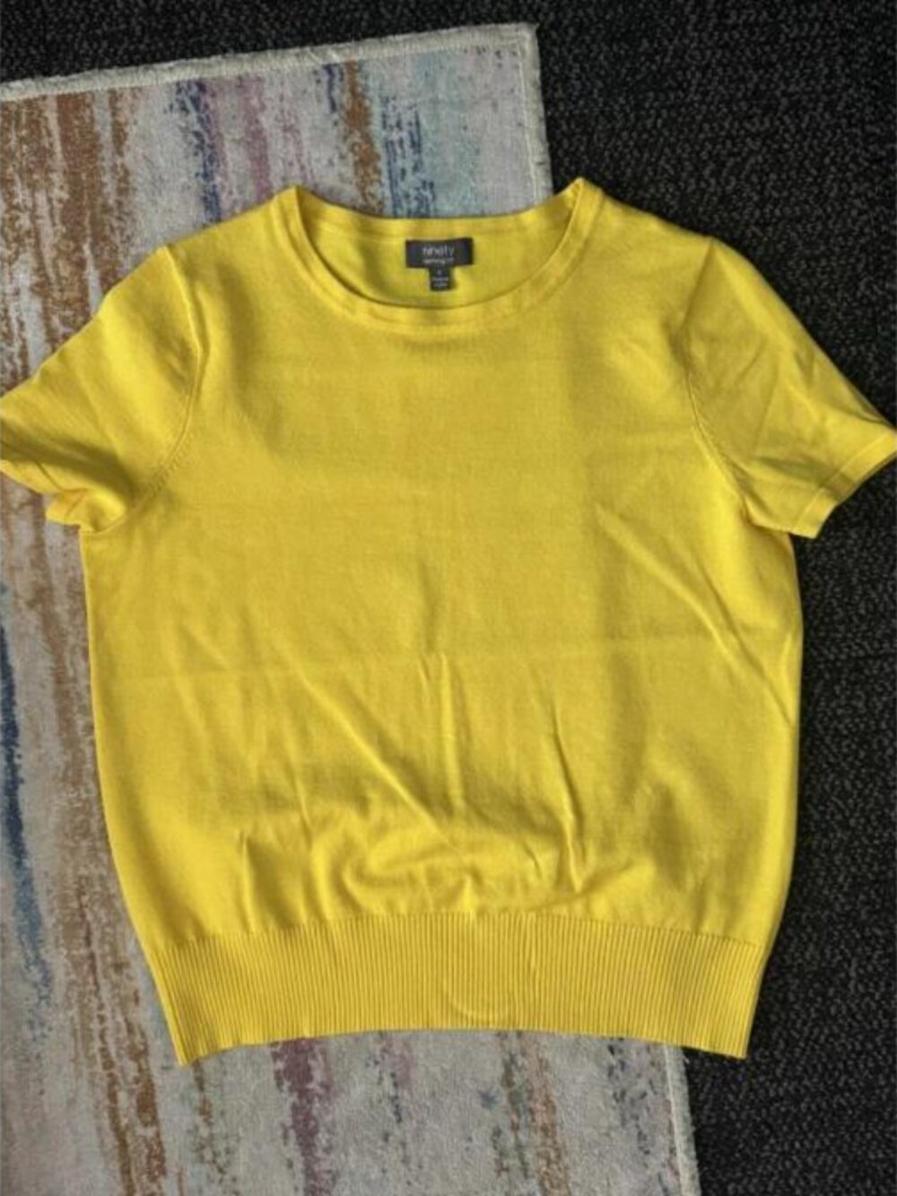 Ninety Clothing Co Bright Yellow Short Sleeve Knit Sweater Top S